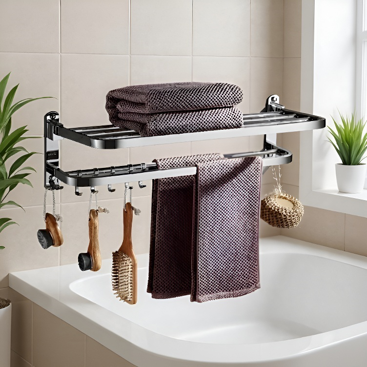 Easy installation stainless steel towel shelf