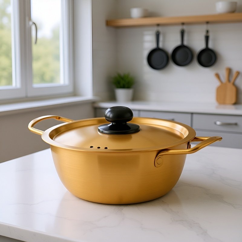 Haushalts-Edelstahl-Koreanischer Doppelgriff-Nudelkochtopf mit Deckel