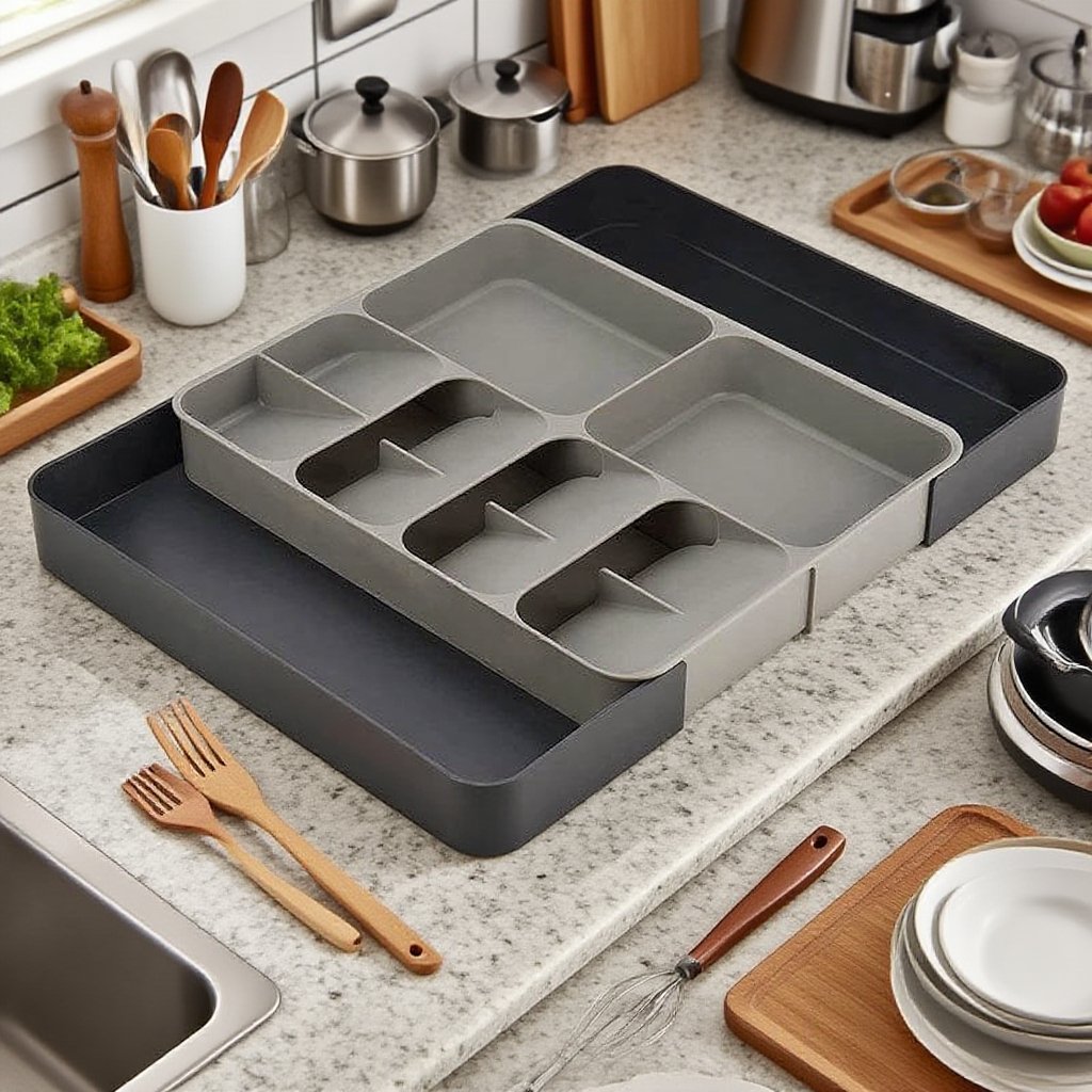餐具整齊收納於分隔盤內