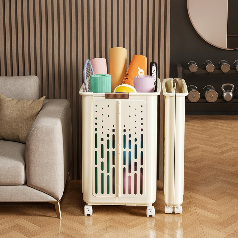 Storage Basket with Wheels for Household Sports Tools