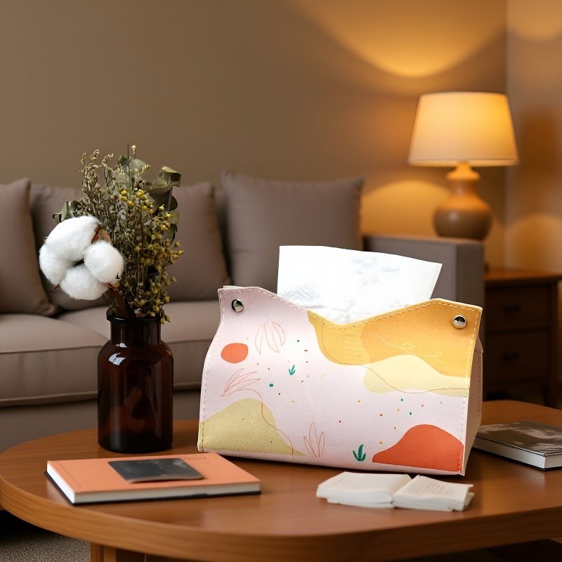 家庭用革製ティッシュ収納バッグ