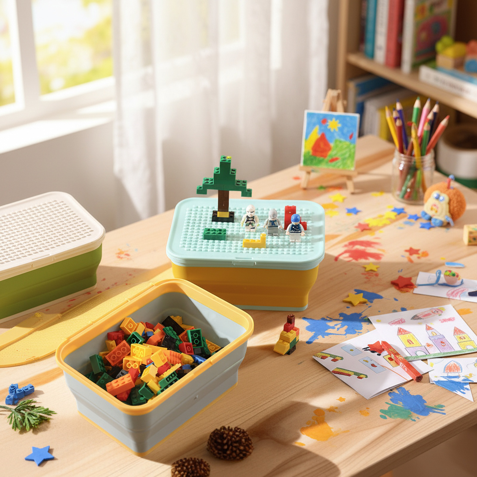 Plastic toy organizer box for kids' room