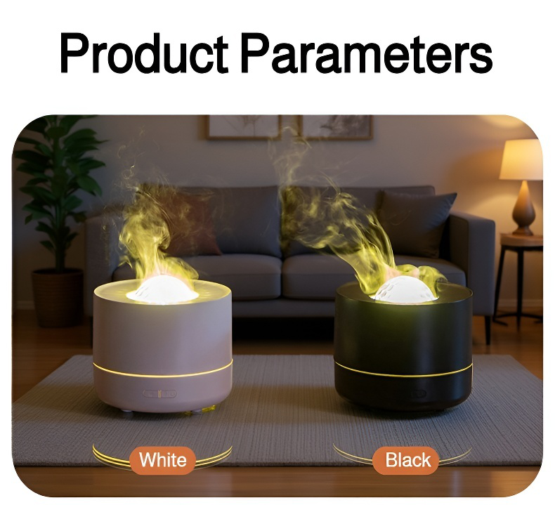 Aromatherapy humidifier with flame projection for stylish home