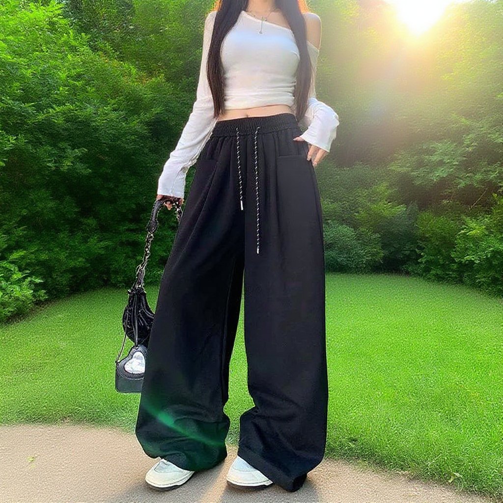 Pohodlné dlouhé kalhoty na podlahu, volné a ležérní