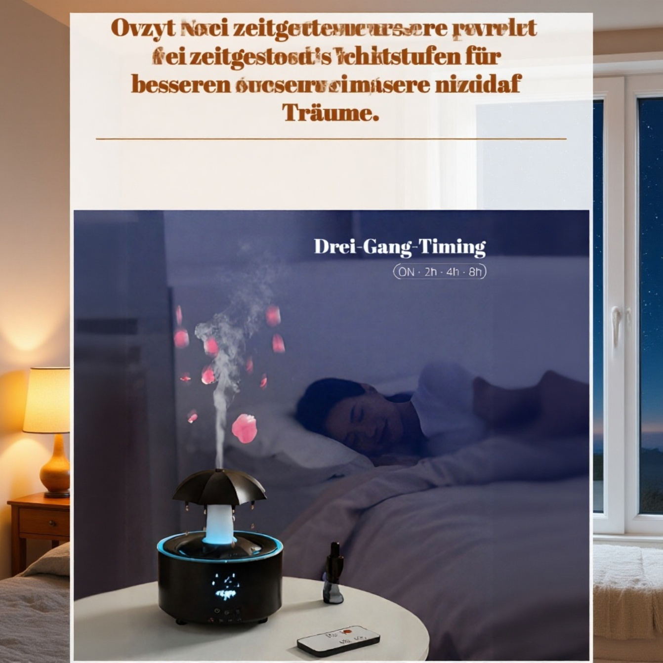 Dekorative Aromatherapie-Maschine mit Licht und Regentropfen