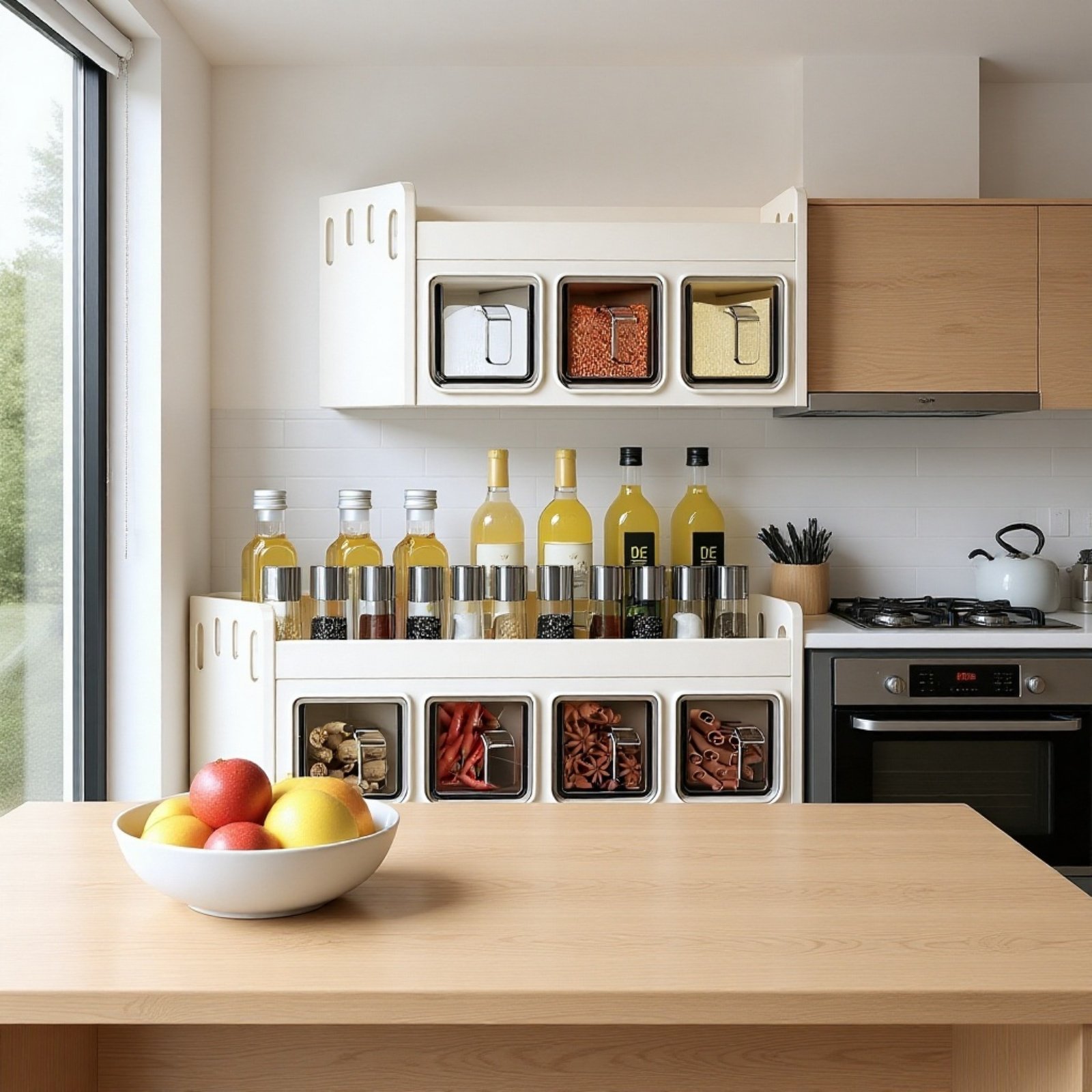 穴あけ不要キッチン収納ラック 多機能壁掛け調味料ボックス