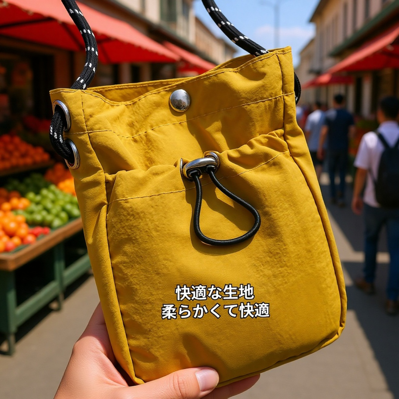 レディース夏新作人気斜めがけミニ巾着キャンバスショルダーバッグ