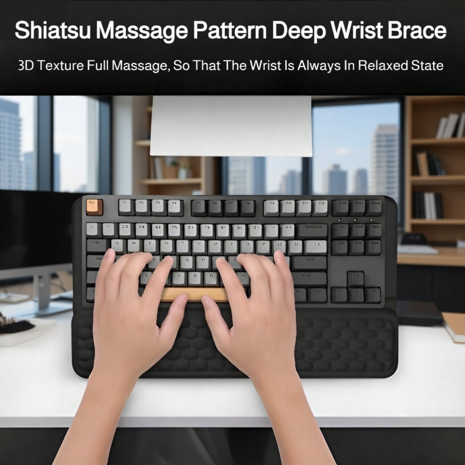 Reposamuñecas cómodo para largas horas de trabajo