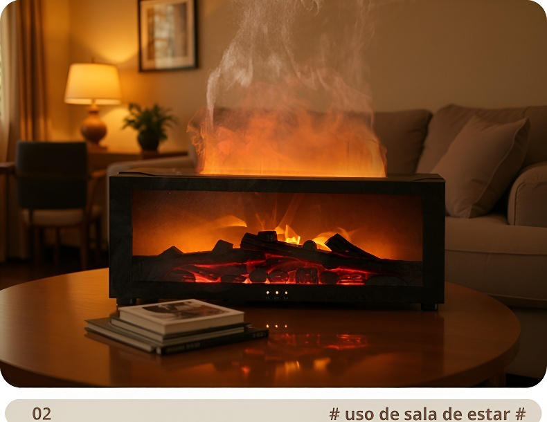 Ambiente relajante con humidificador de llama creativa