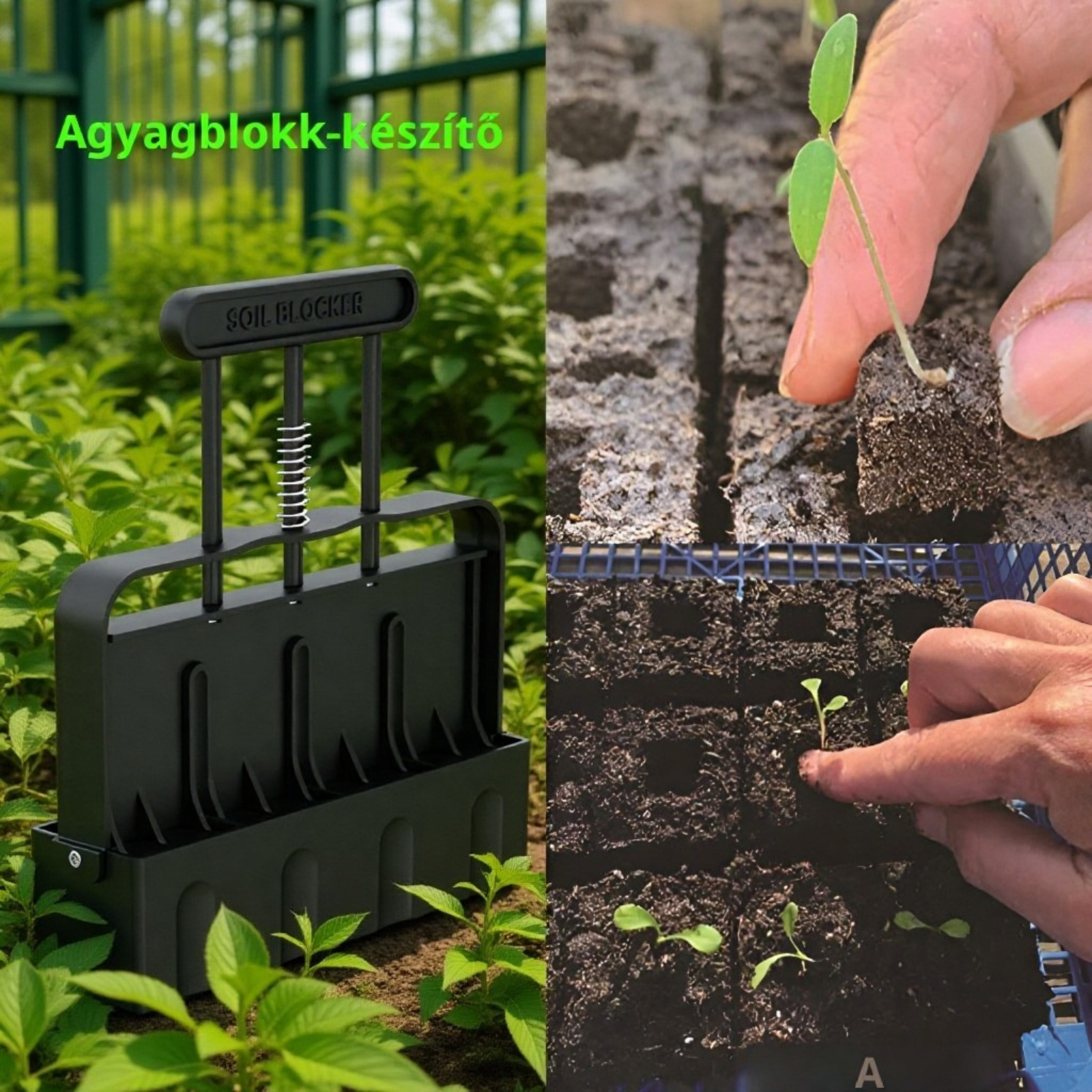 Kézi talajtömb készítő kerti vetőeszköz palántanevelő forma