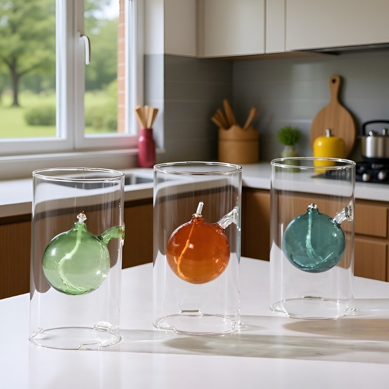 Ambiente romántico creado con velas de vidrio en una cena