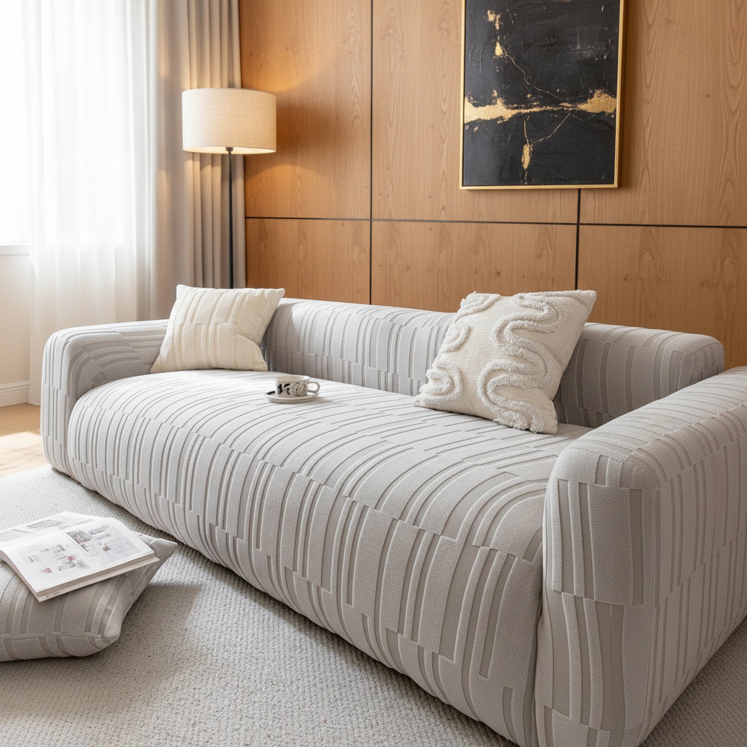 Unifarbene weiße Sofahusse