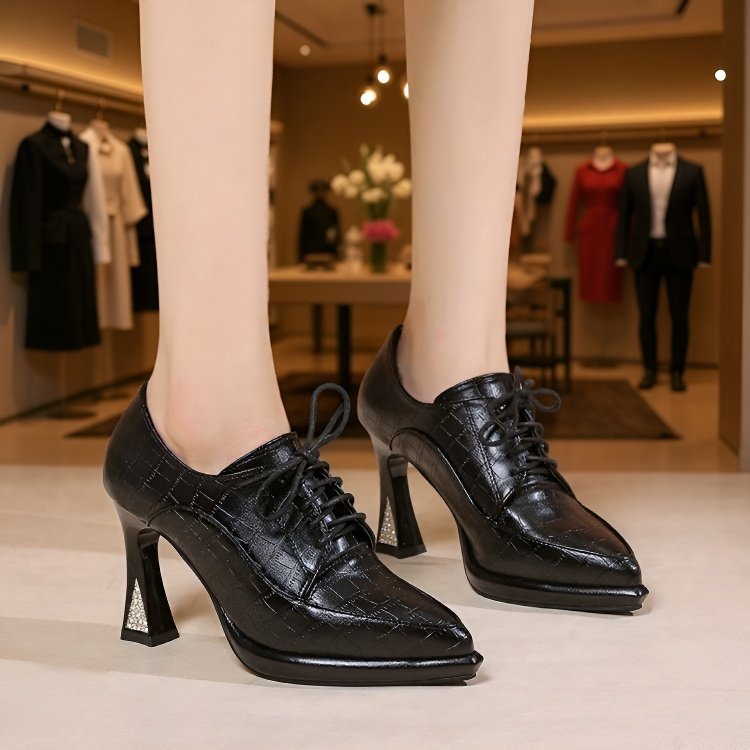 단화녀 가을 신상 한국판 패션 스틸레토 스트랩 스틸레토 솔리드 심플 힐 패션 단화