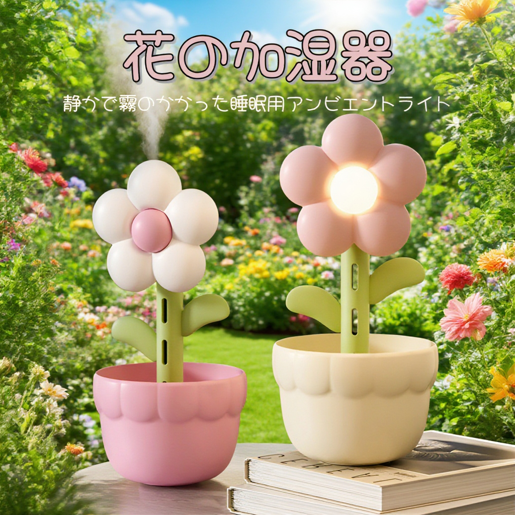 家庭用フラワー型加湿器の全体画像