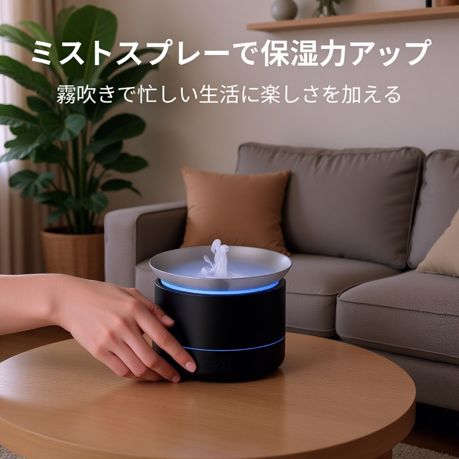 デスクトップライト付き霧のアロマ加湿器