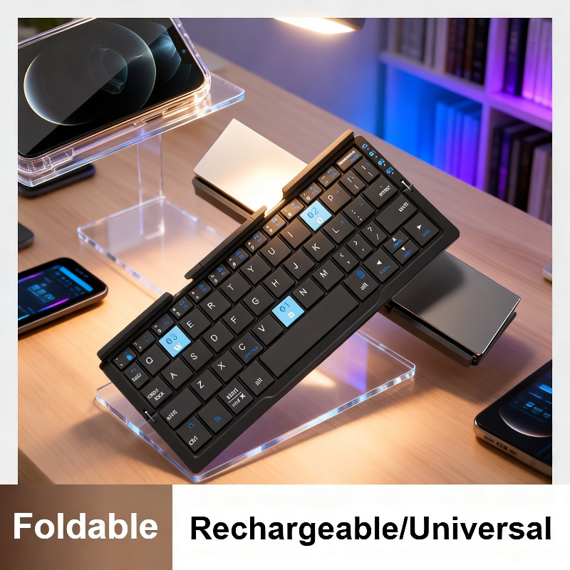 Mobile Phone Tablet Portable Folding Bluetooth Keyboard