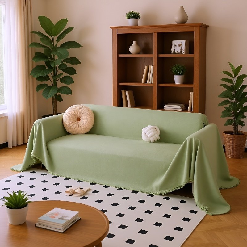 ソファークッション毛布 ソリッドカラーフルカバークッションソファカバー 防水防汚テディフリース毛布