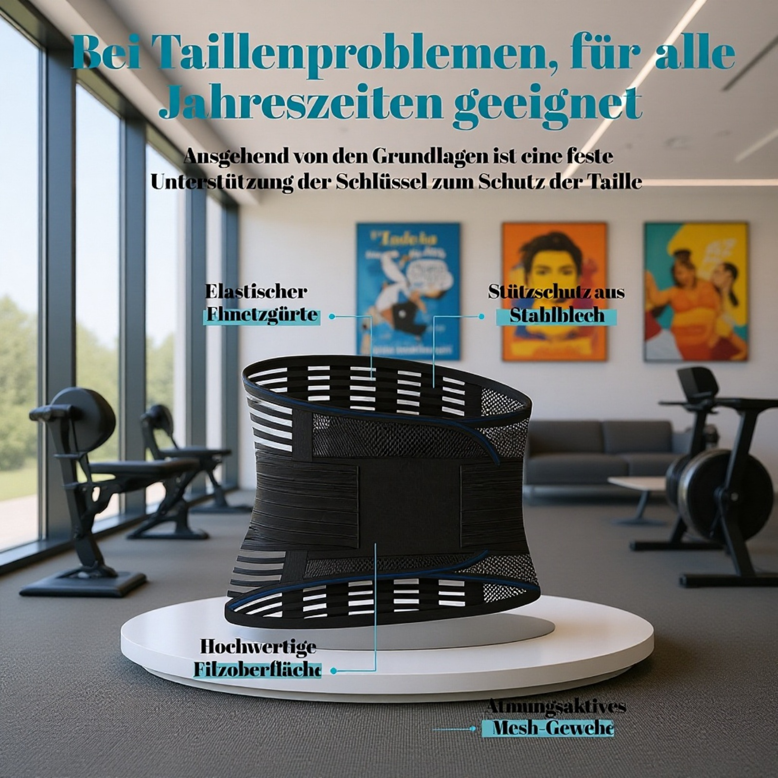 Verstärkter atmungsaktiver Lendenwirbelstützgürtel mit Stahlplatten, Gesundheitsbandage