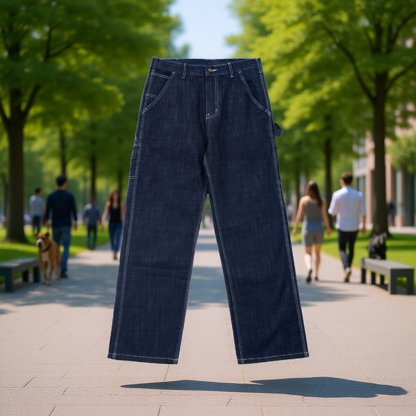 多ポケットオリジナルカラー竹節デニムパンツ