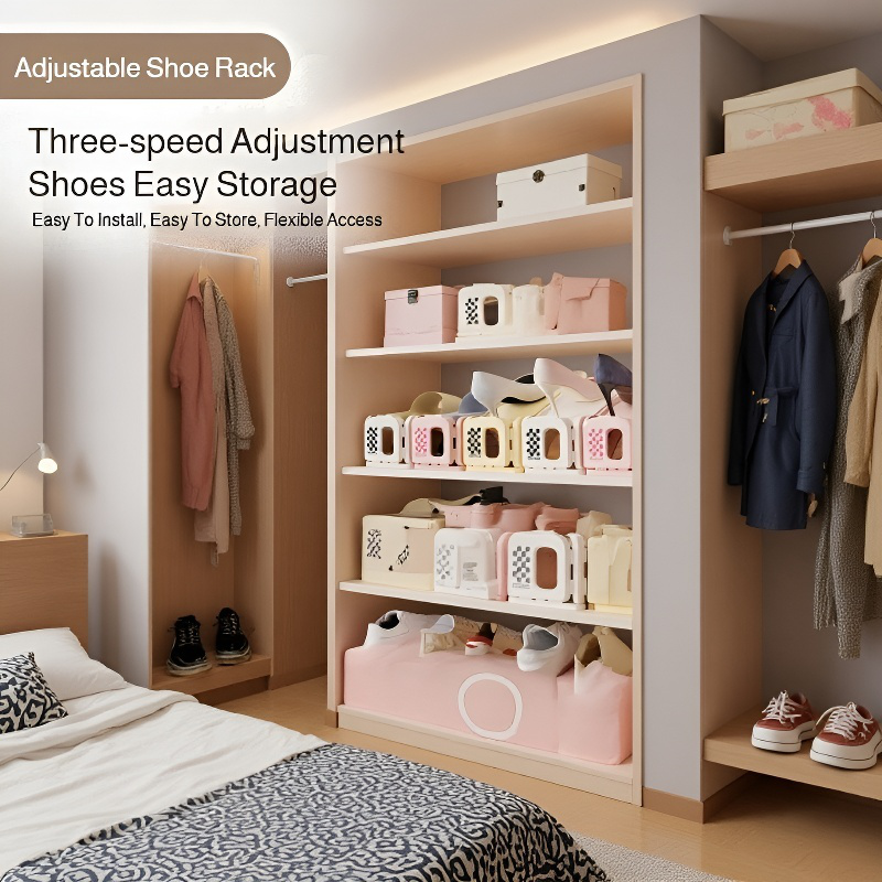  Adjustable Three-Tier Shoe Rack Double Layer Shoe Organizer