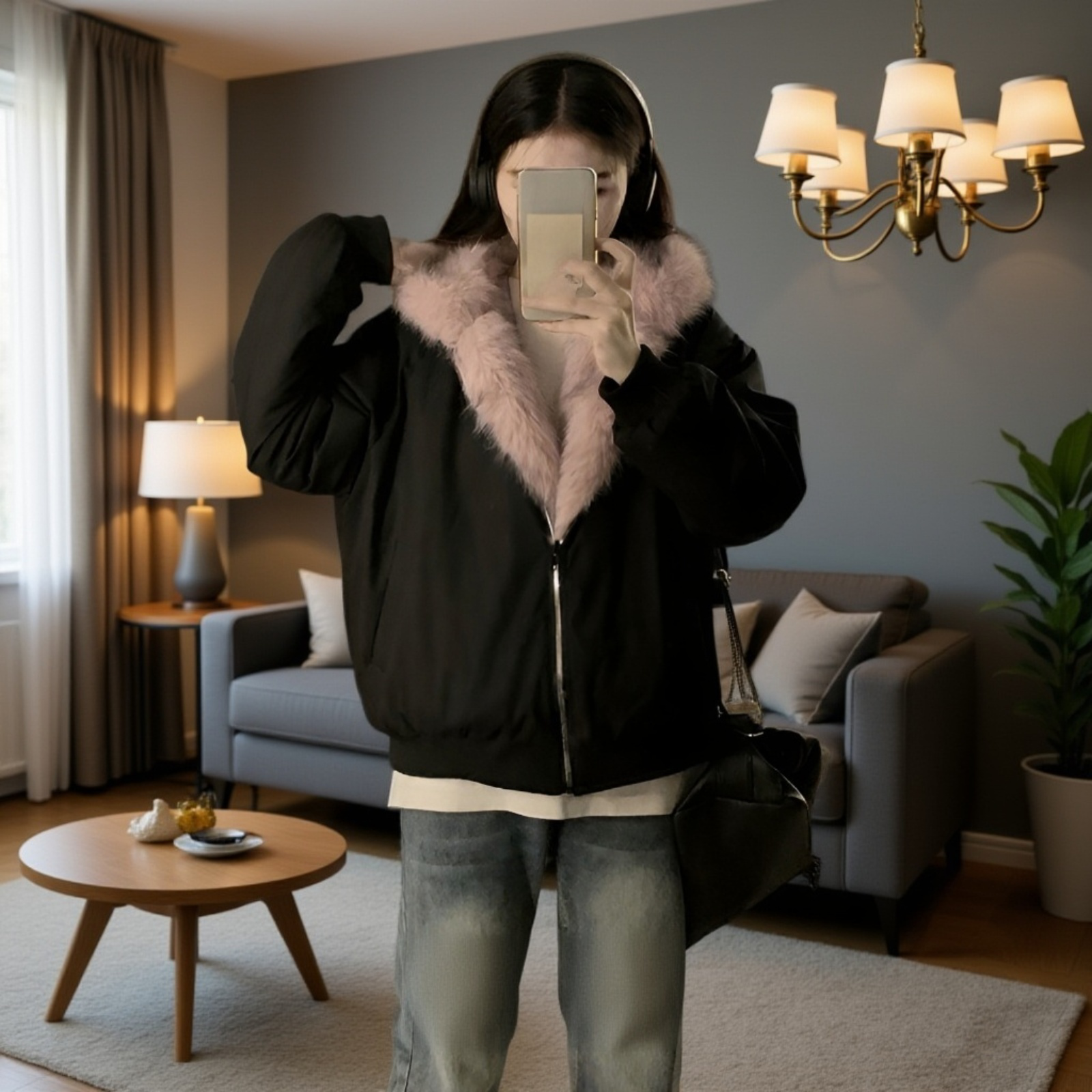 여성 아메리칸 스트리트 패딩 쇼트 양면 도톰한 코트 퍼 후드 패딩 겨울 기모 코트