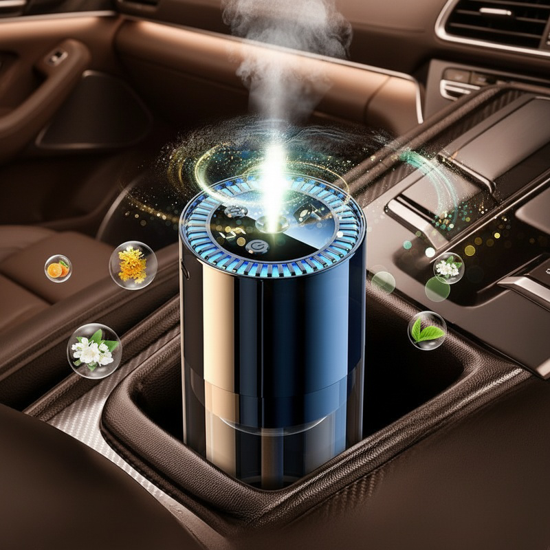 Automatic car air purifier and humidifier with LED display