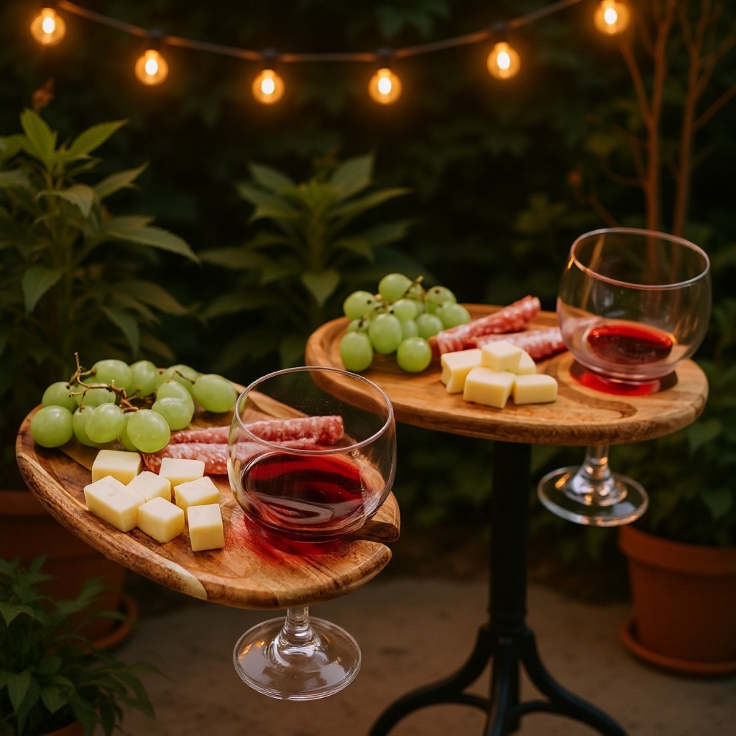 天然木シャンパングラス＆フードプレートパーティートレイ全体写真