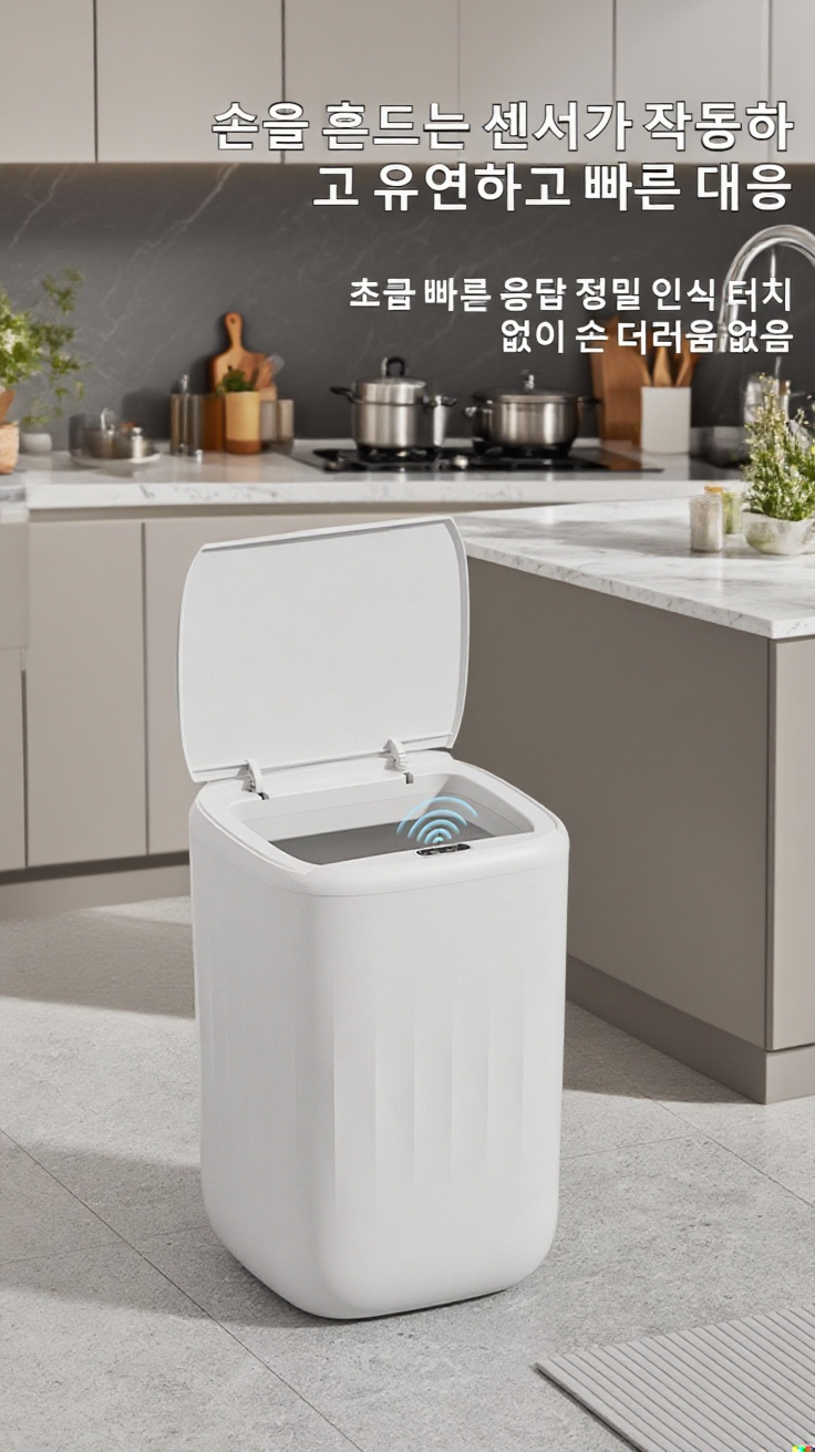 대용량 자동 센서 휴지통 측면