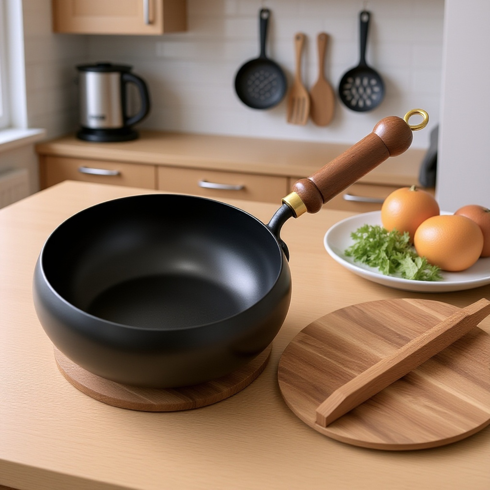 Vintage Non-Stick Small Iron Frying Pan and Stew Pot 24CM