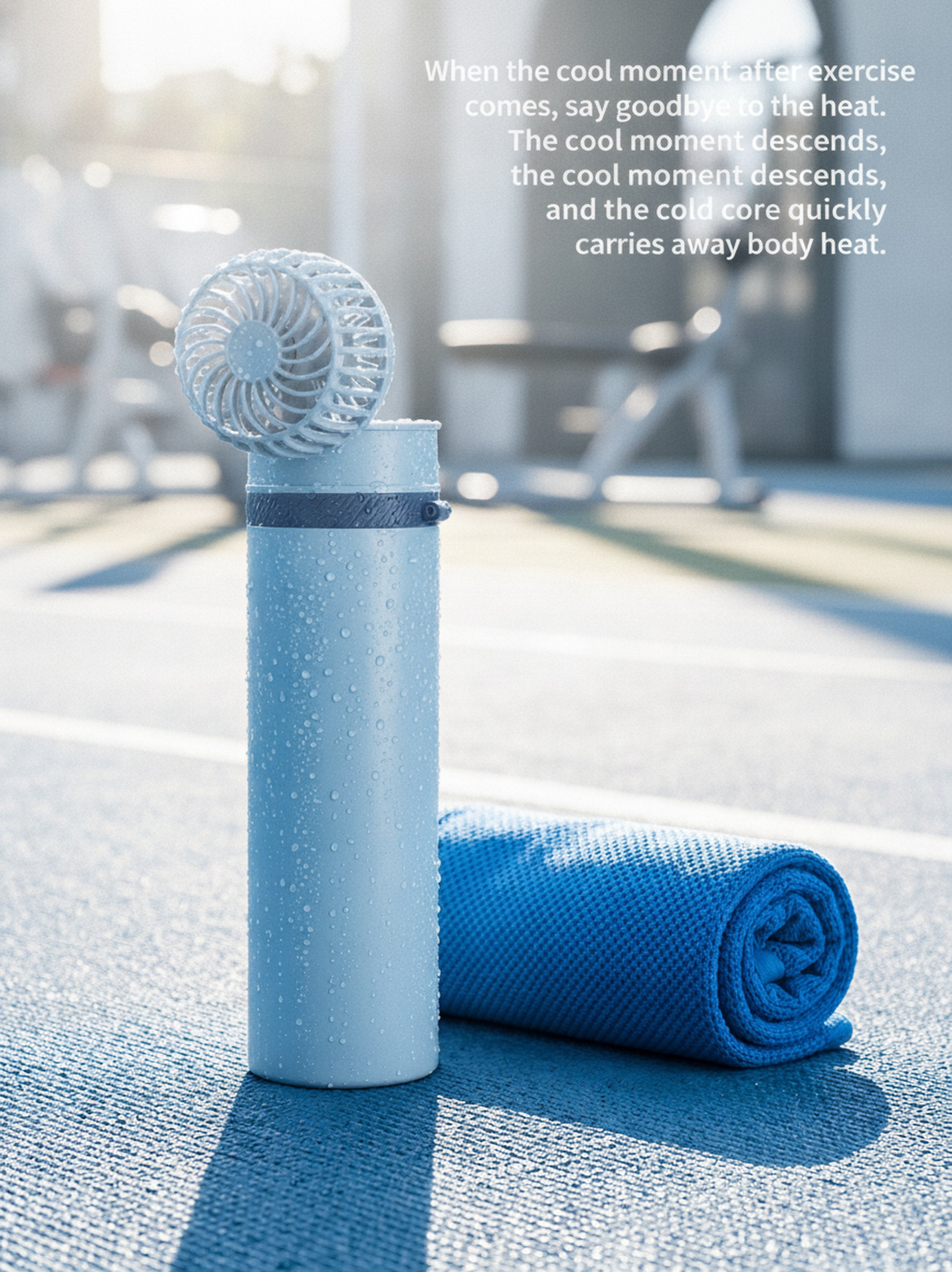 Travel-friendly portable fan and ice cup set