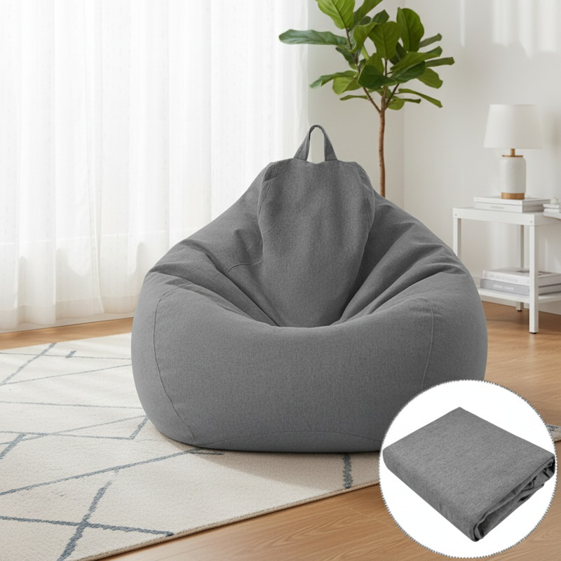 Cotton and Linen Lazy Sofa Chair Cover Bean Bag Sofa Cover Japanese Style Fabric Chair Cover
