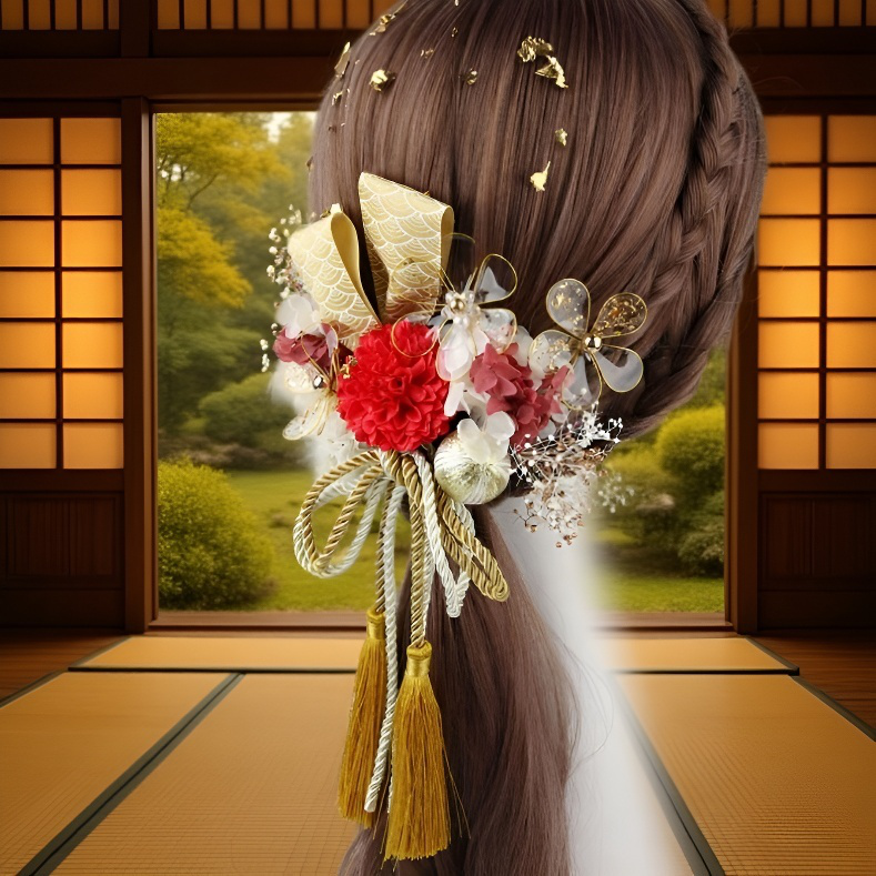 Handgefertigte Kristall-Haarspange mit Trockenblumen für Abschlussfeiern