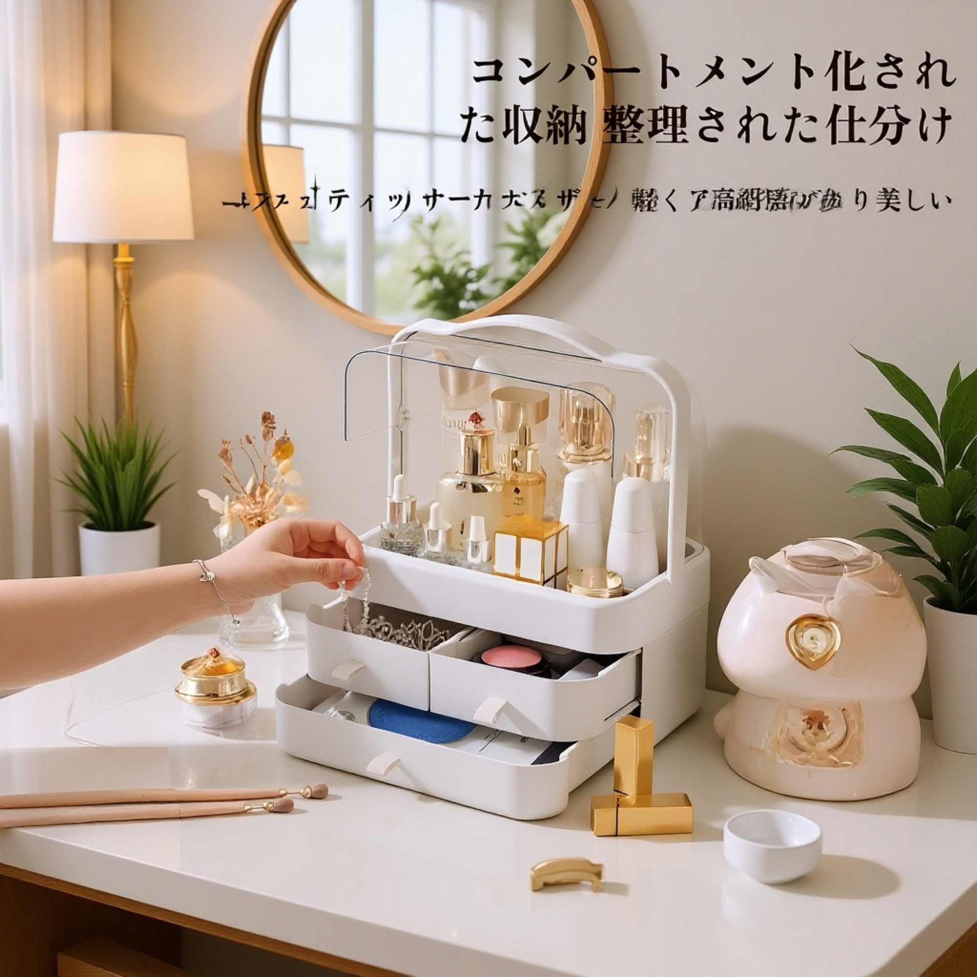 大容量コスメ収納ボックス・スキンケア用品ラック