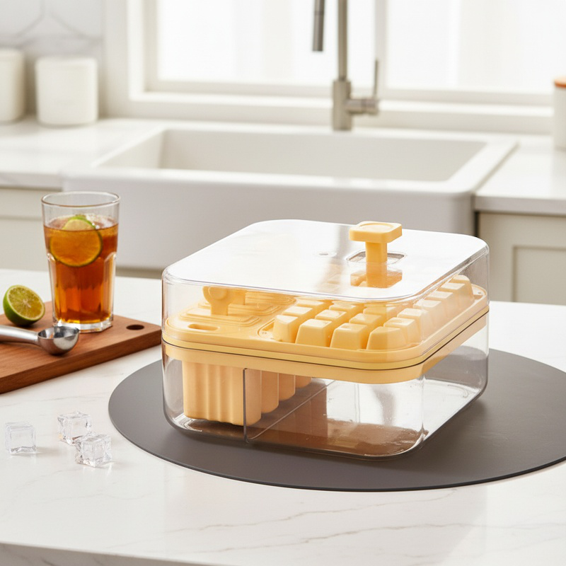 2-in-1 Plastic Ice Cube Maker, Convenient Ice Tray