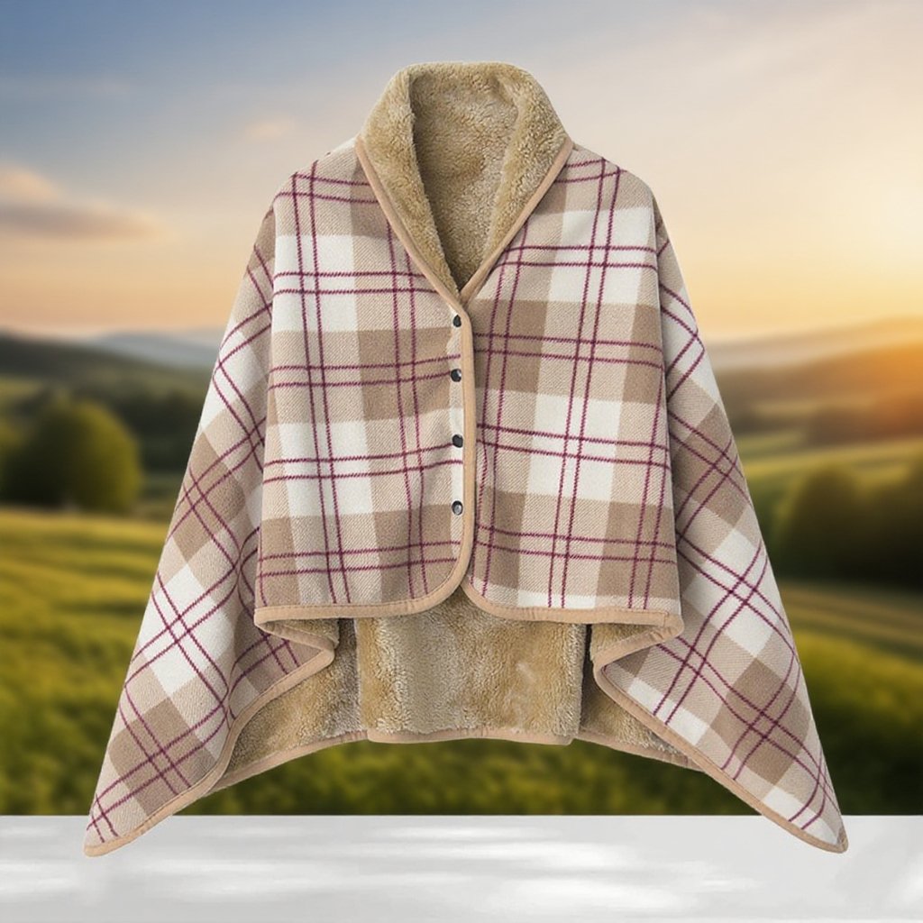 Comfortable women's shawl blanket in neutral color