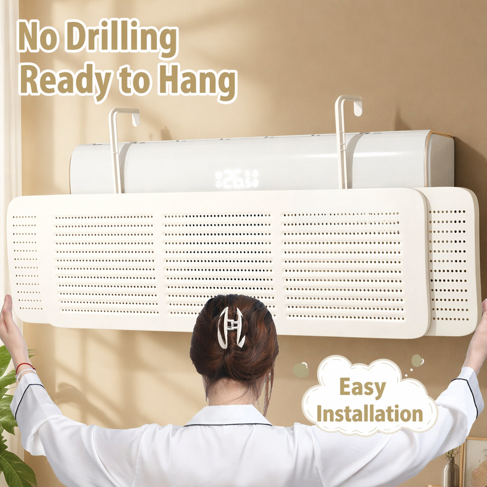 Air conditioner deflector in a living room setting