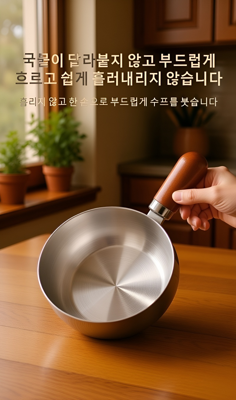 식탁 위에 놓인 프리미엄 스테인리스 냄비