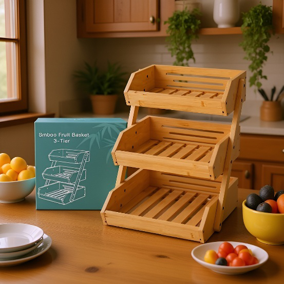 Organizador de cocina de tres pisos, plegable y práctico para ollas y sartenes