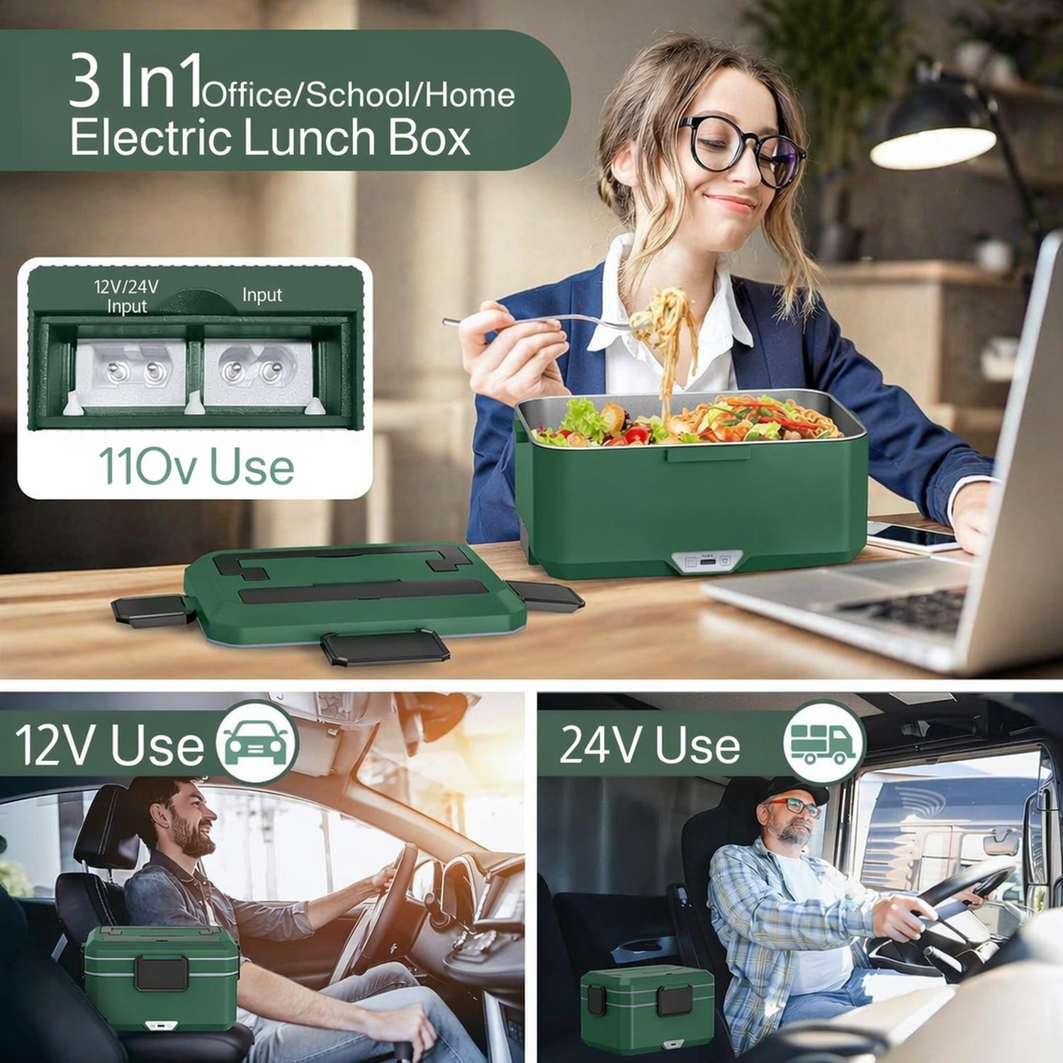 Portable electric lunch box heating food