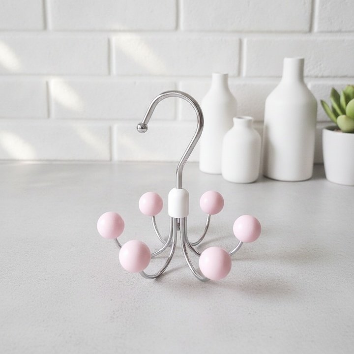 Space saving 6-claw hook organizer for bathroom accessories
