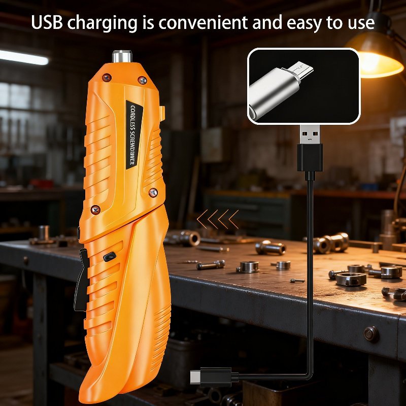 Yellow Foldable Electric Screwdriver USB Rechargeable Electric Driver
