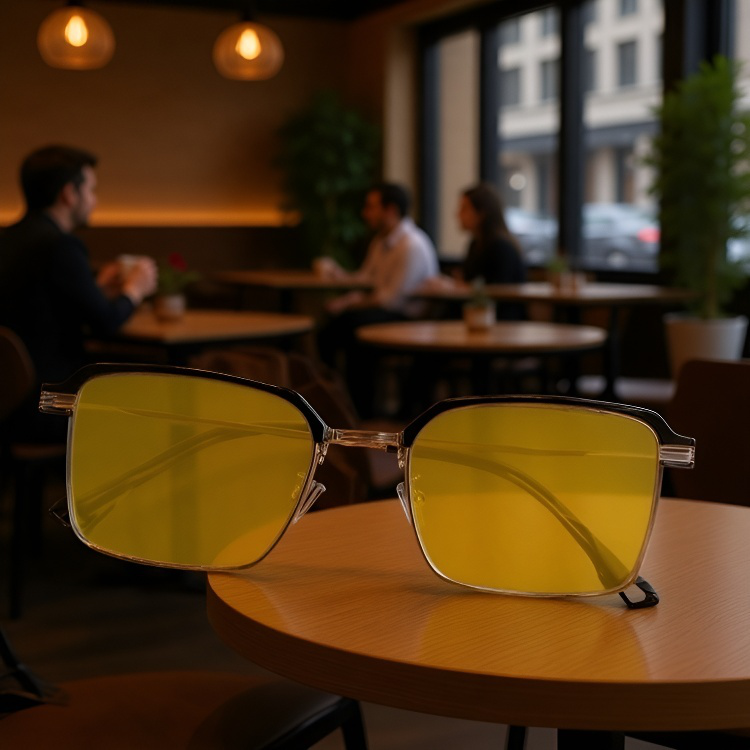 男性用ナイトビジョン紫外線カット四角調光ドライビングサングラス レトロスタイル