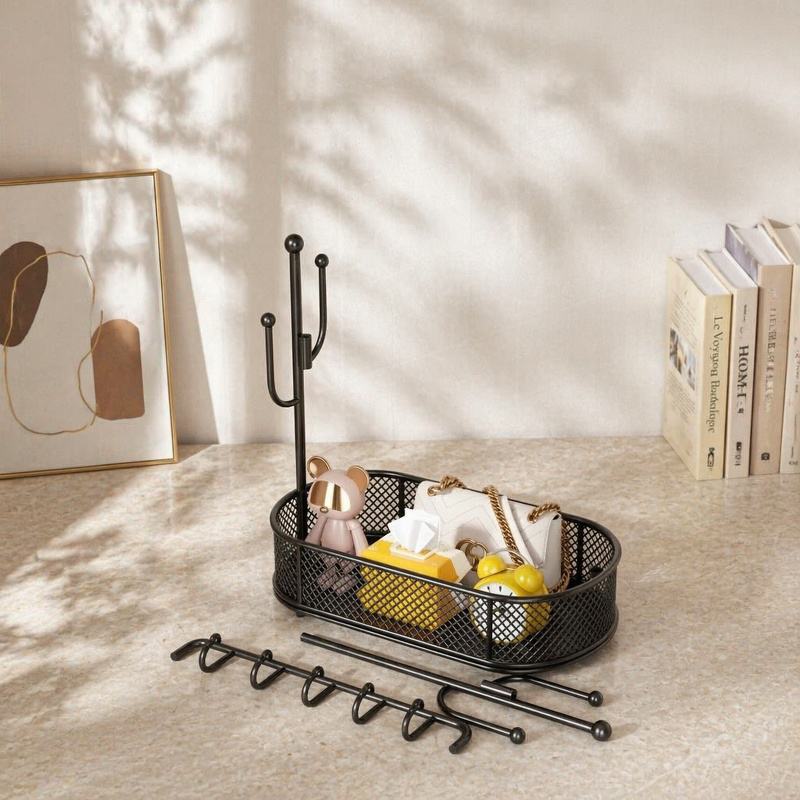Decoración de entrada creativa con organizador de llaves