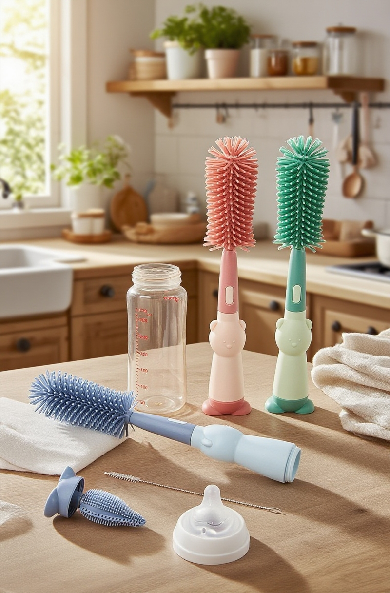 Cepillo 3 en 1 para limpieza de biberones y pajillas de bebé