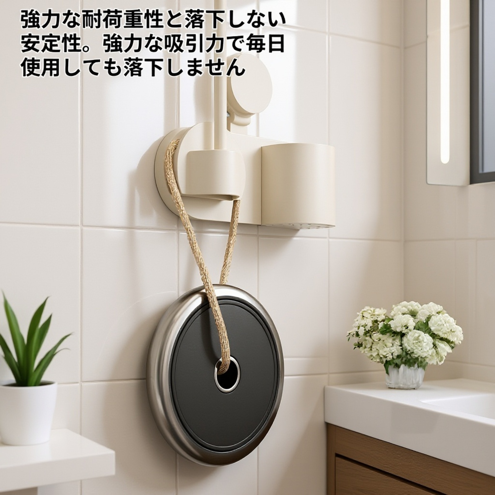 ドライヤー壁掛けホルダーの使い方イメージ