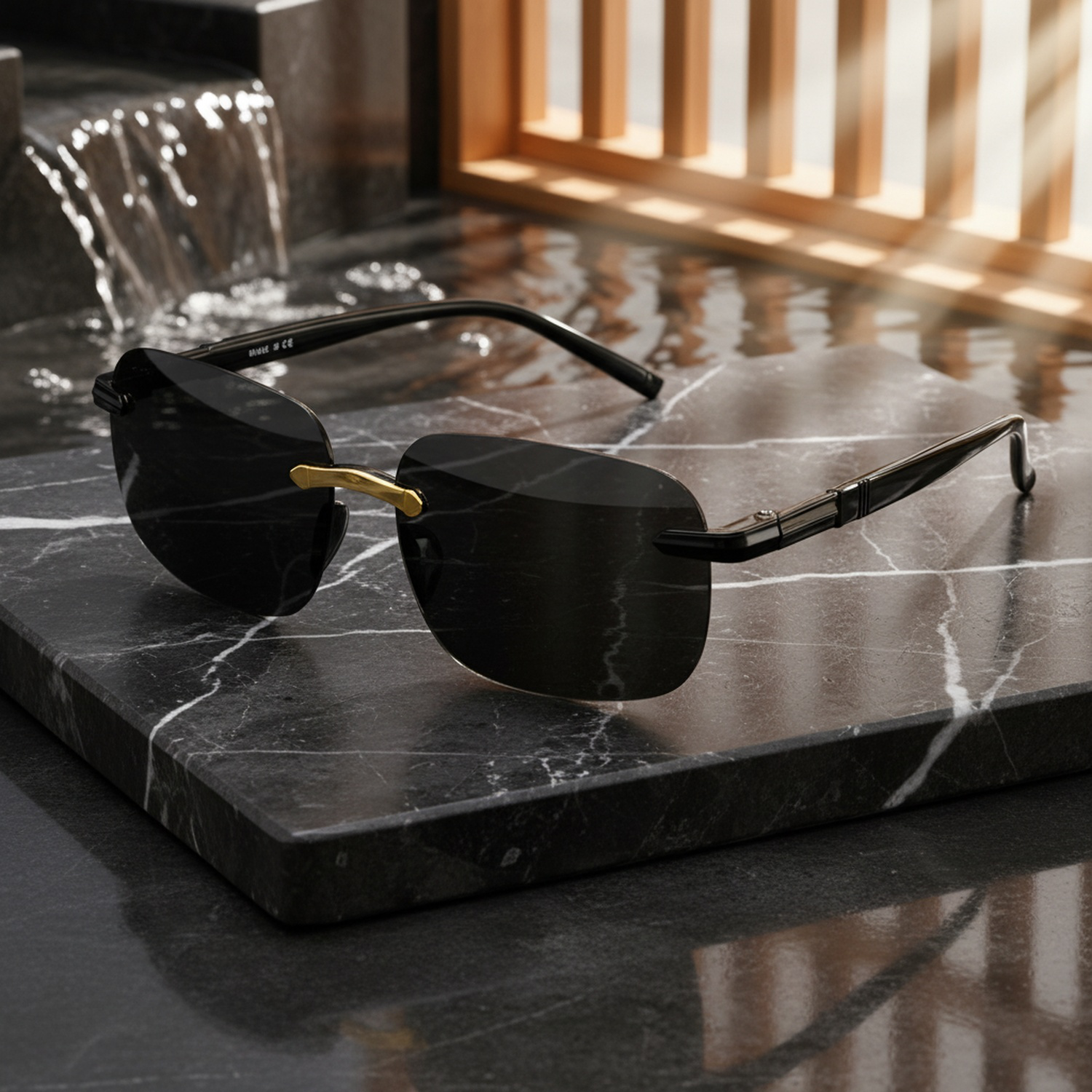 Lunettes de soleil haut de gamme sans monture en cristal naturel