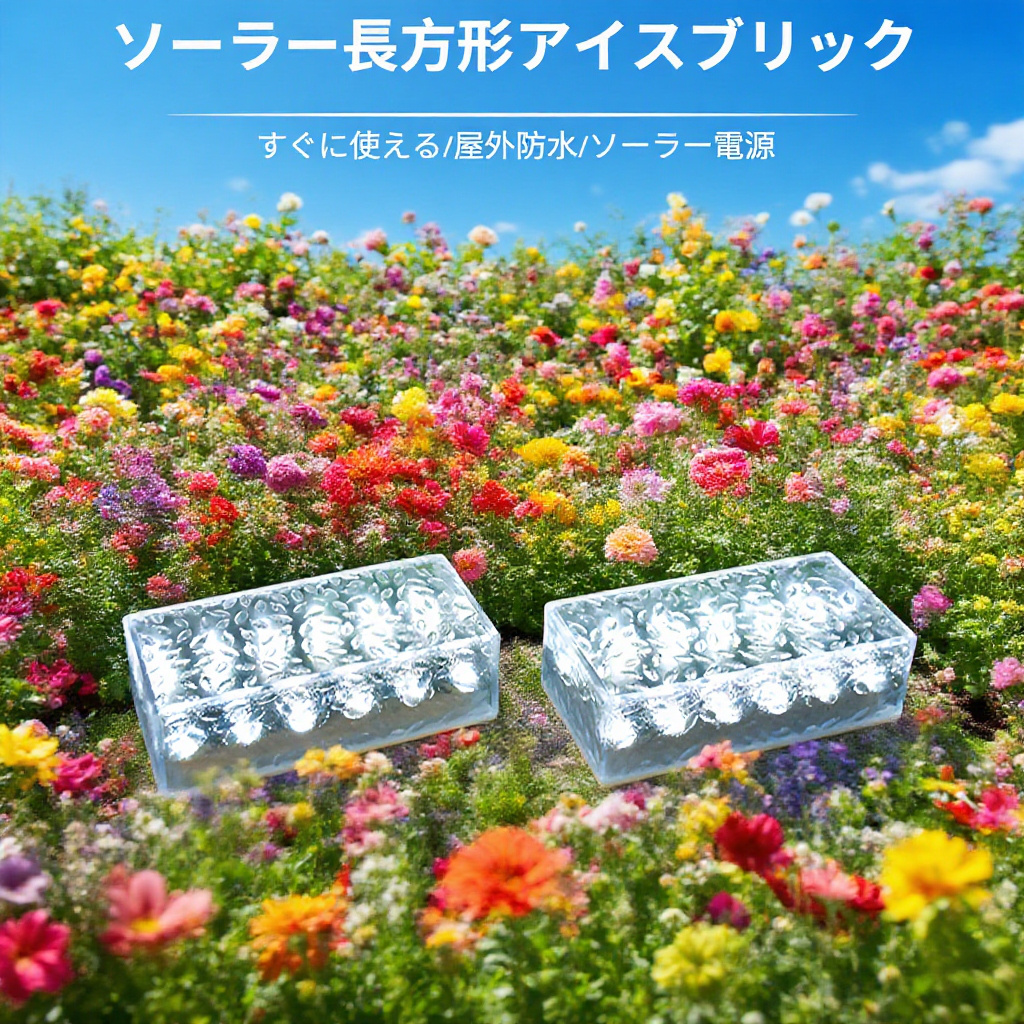 ソーラー長方形アイスブロックライト 庭園装飾灯