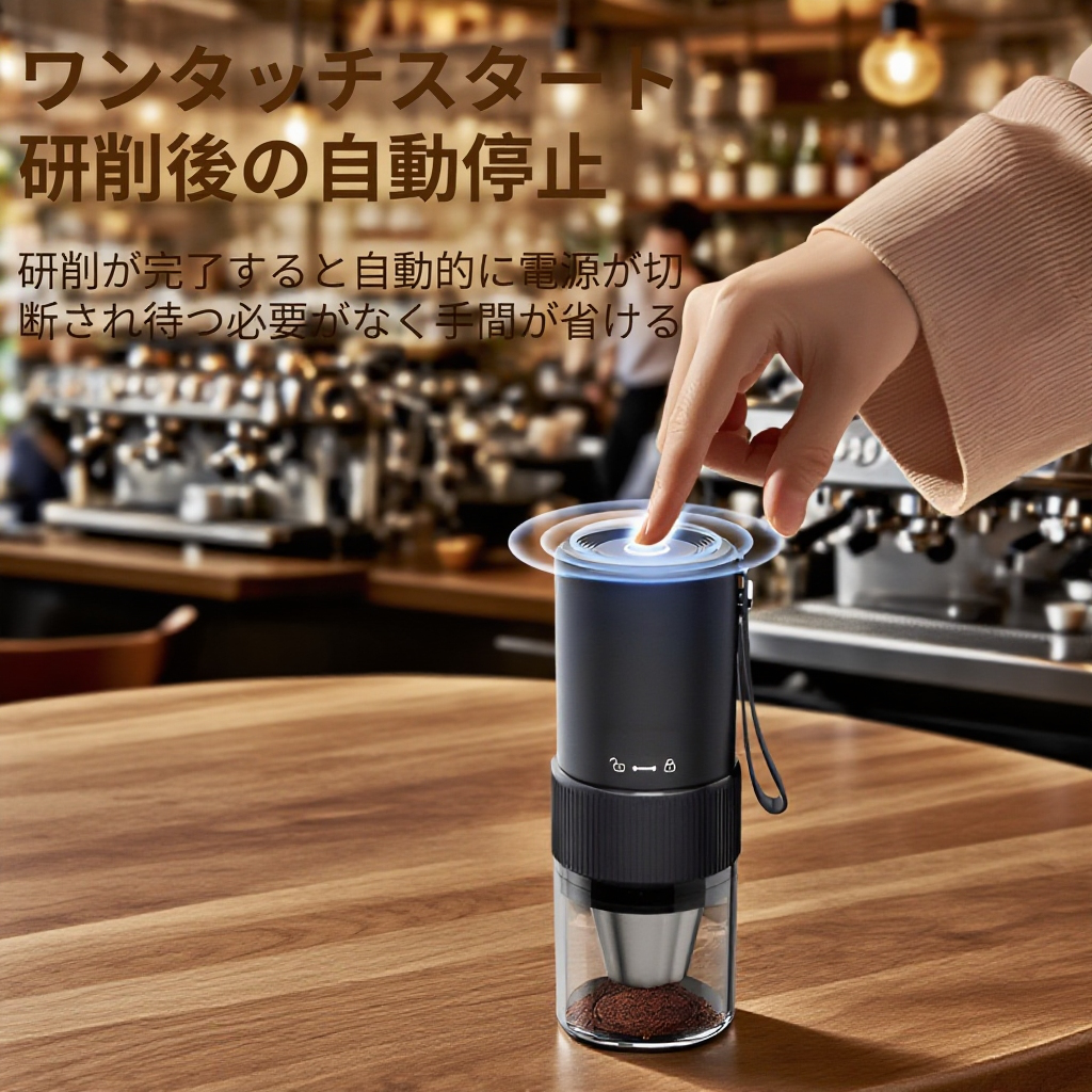 持ち運び便利な電動コーヒーグラインダー USB充電式