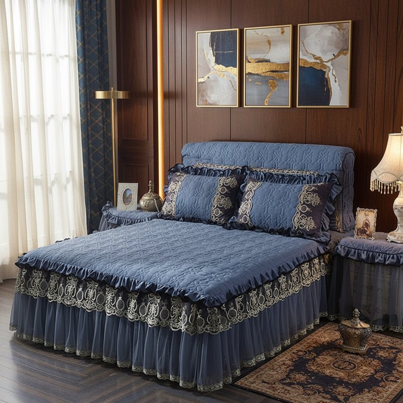 Cross Border Bed Skirt 3-Piece Set