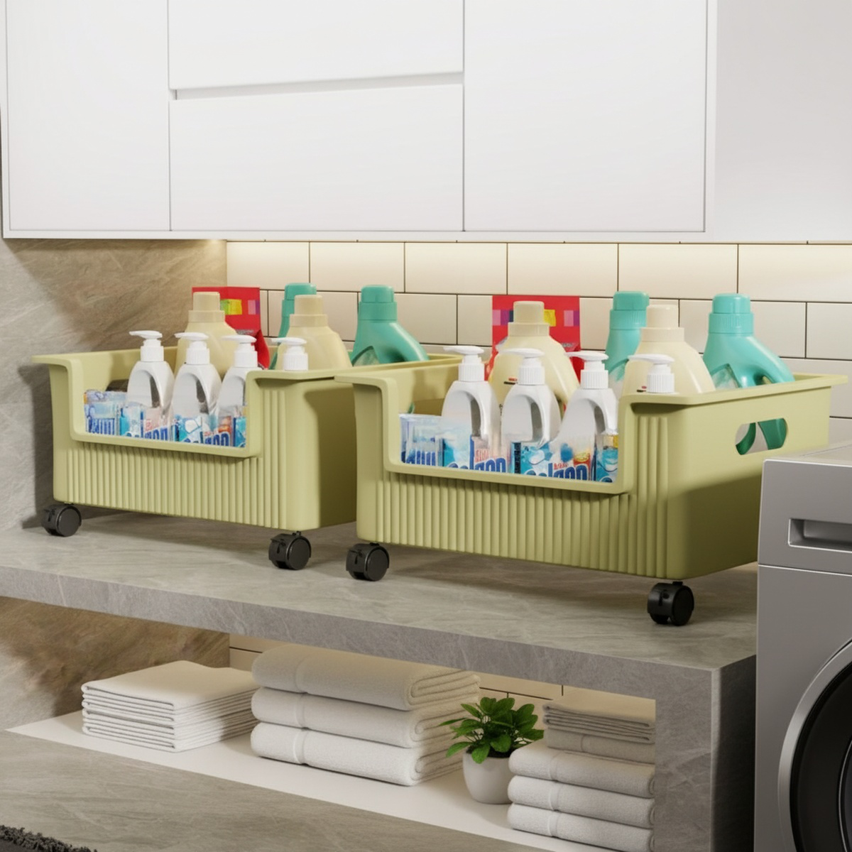 Bathroom cabinet under the shelf toilet sink movable laundry detergent rack balcony washing machine 
